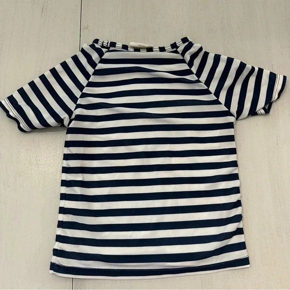 Crazy 8 Girl Toddler Short Sleeve Navy & White Stripe with Pink Heart Sz 4T GUC - Picture 7 of 7